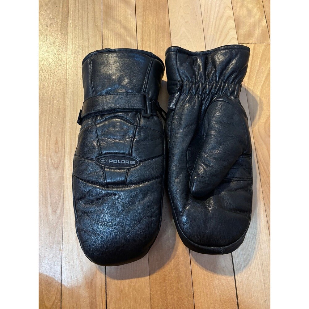 Polaris vintage snowmobile leather mittens large black